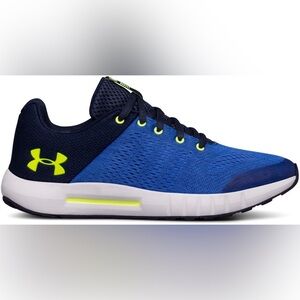 Under Armour Grade School UA Pursuit Blue & Neon Running Sneakers Big kid 6.5